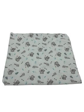 Trend Lab Bear Raccoon Fishing Trees Baby Blanket Cotton Flannel Receiving